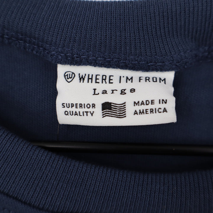 Where I'm From Boston USA Easy Tee Navy Blue Graphic T-Shirt Mens Large NEW