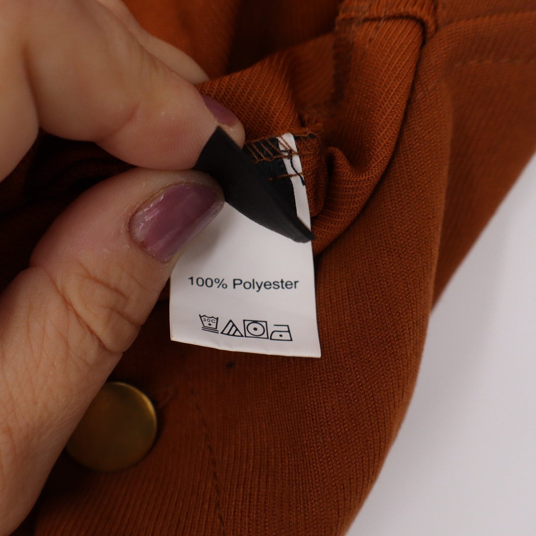 SHEIN Rust Brown Button Front Straight Leg Jumpsuit Size Small 4 Pockets Utility