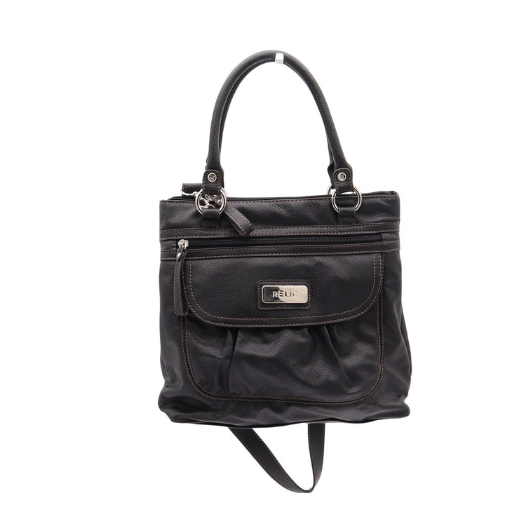 Relic Handbag Women's OS Crossbody Satchel Black Faux Leather Multi-Pocket