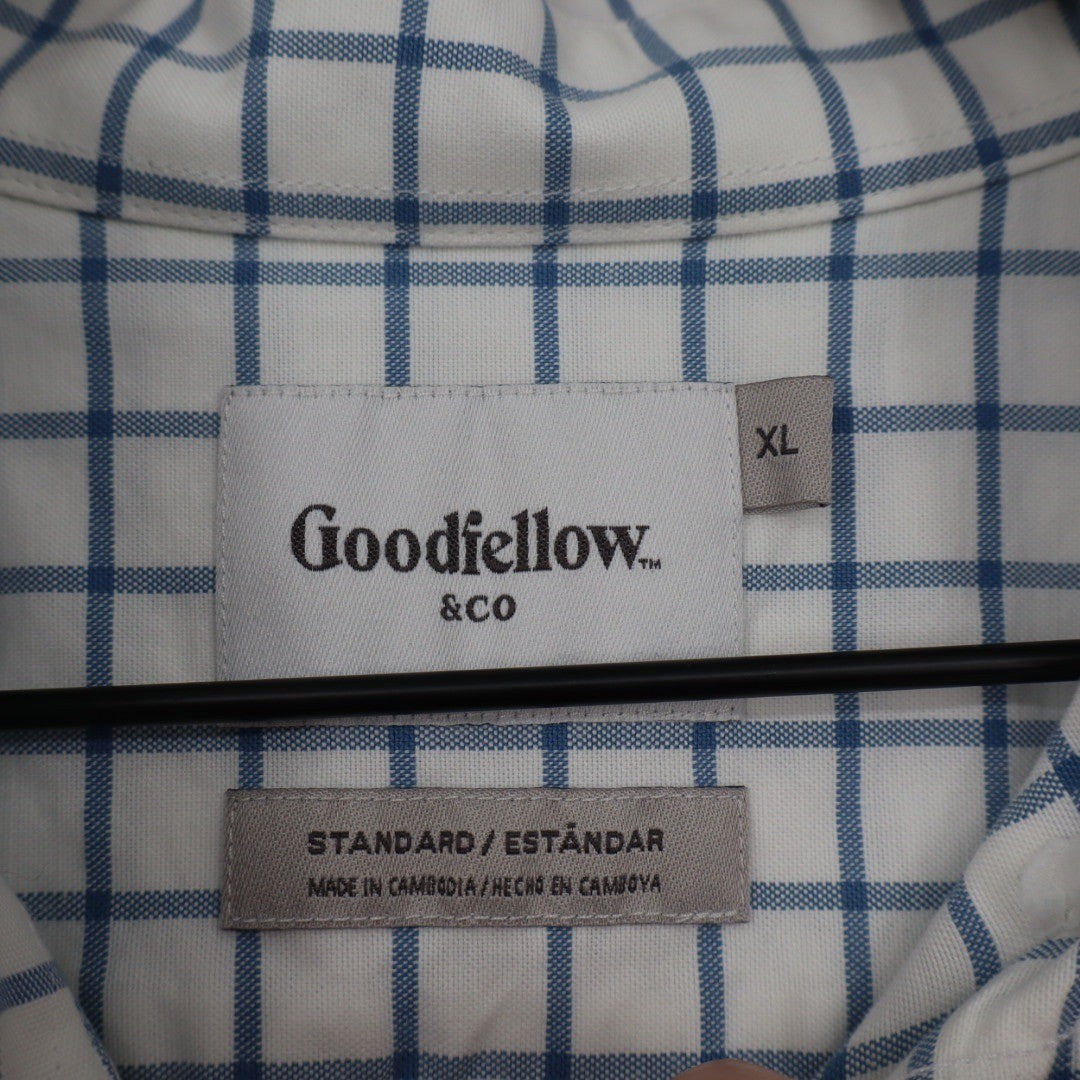 Goodfellow & Co Mens Standard Fit Long Sleeve Button Down Shirt XL Blue Plaid