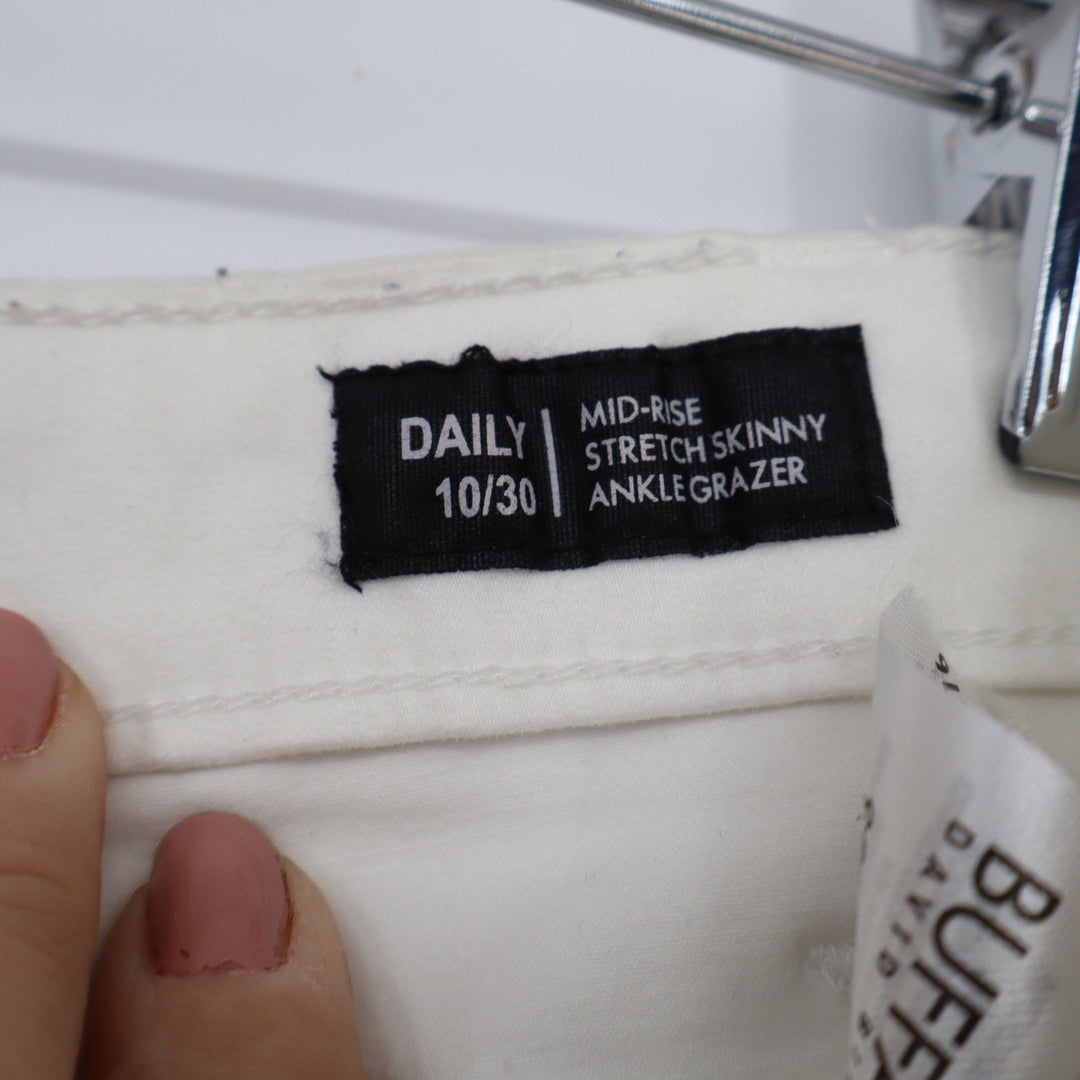 Buffalo David Bitton Daily Mid-Rise Stretch Skinny Ankle Jeans Off-White 10