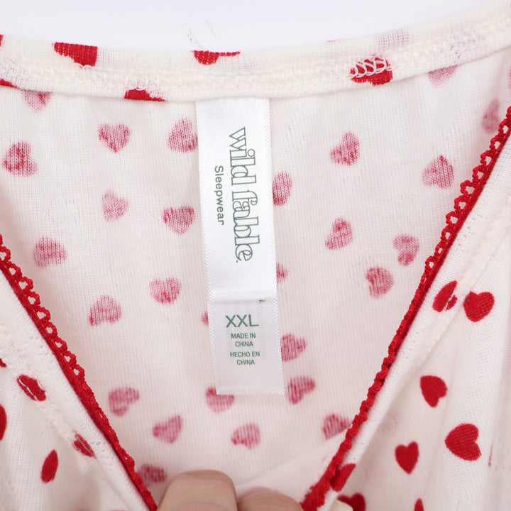 Wild Fable XXL White Red Heart Print Pointelle Cami Tank and Shorts Pajama Set