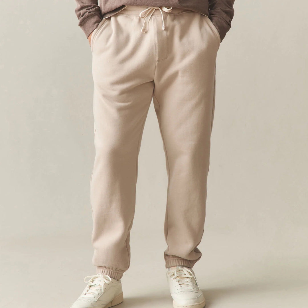American Giant Classic Sweatpants Mens L Cobblestone Cotton Fleece Drawstring