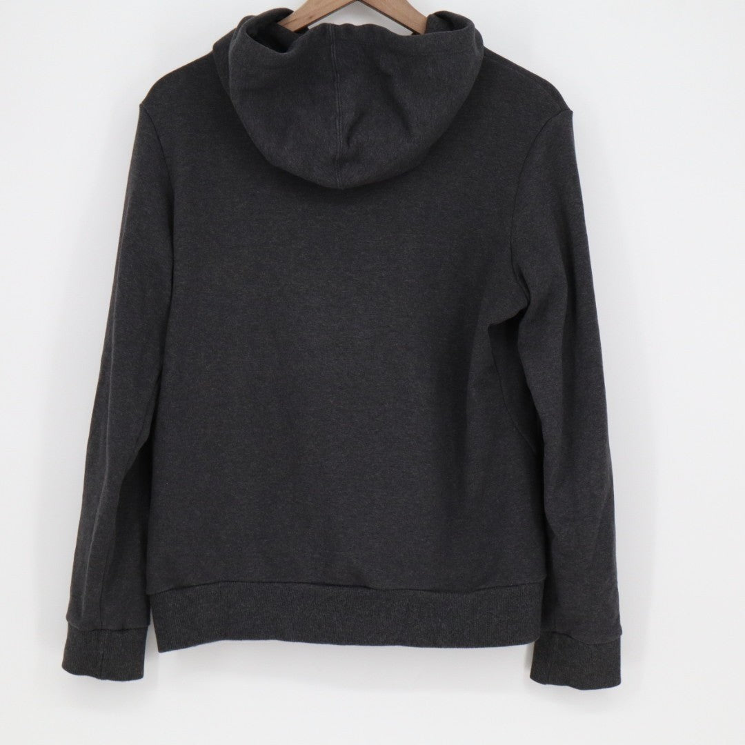 Puma Essentials Hoodie Mens Large Dark Grey Fleece Big Logo Kangaroo Pockets