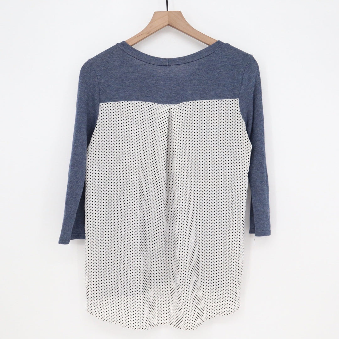 Papermoon Top Women's S Blue Polka Dot Mixed Media Excellent