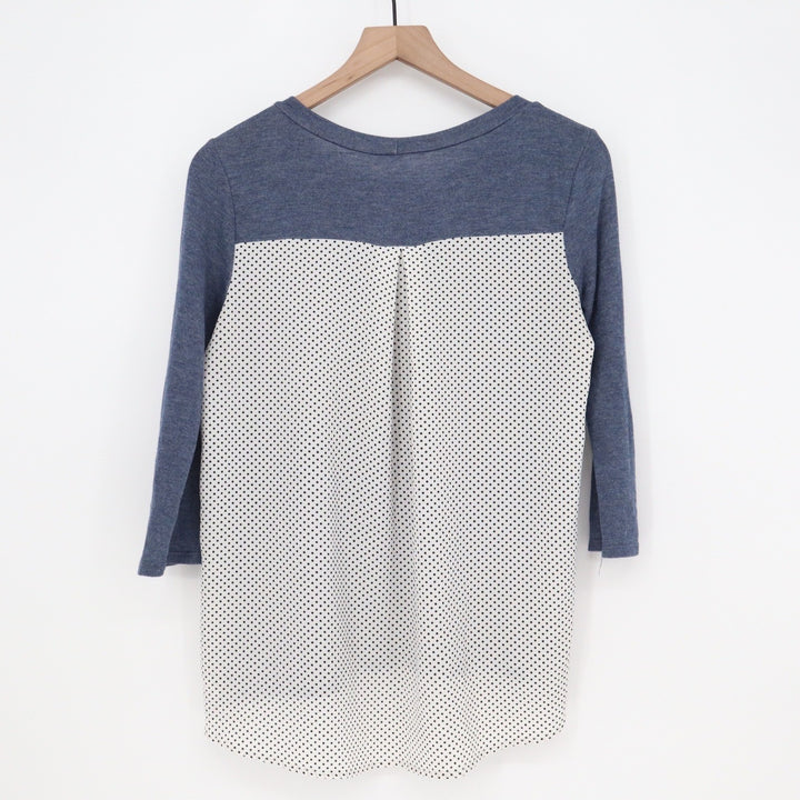Papermoon Top Women's S Blue Polka Dot Mixed Media Excellent