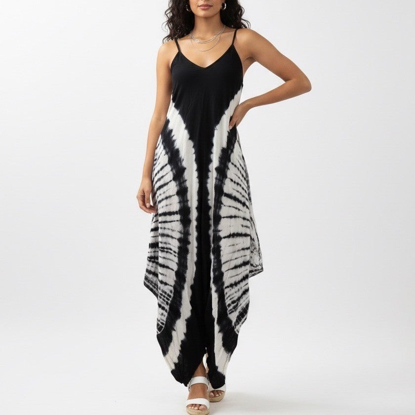 Philosophy Republic Clothing Jumpsuit Womens XS Black White Tie Dye V-Neck Boho
