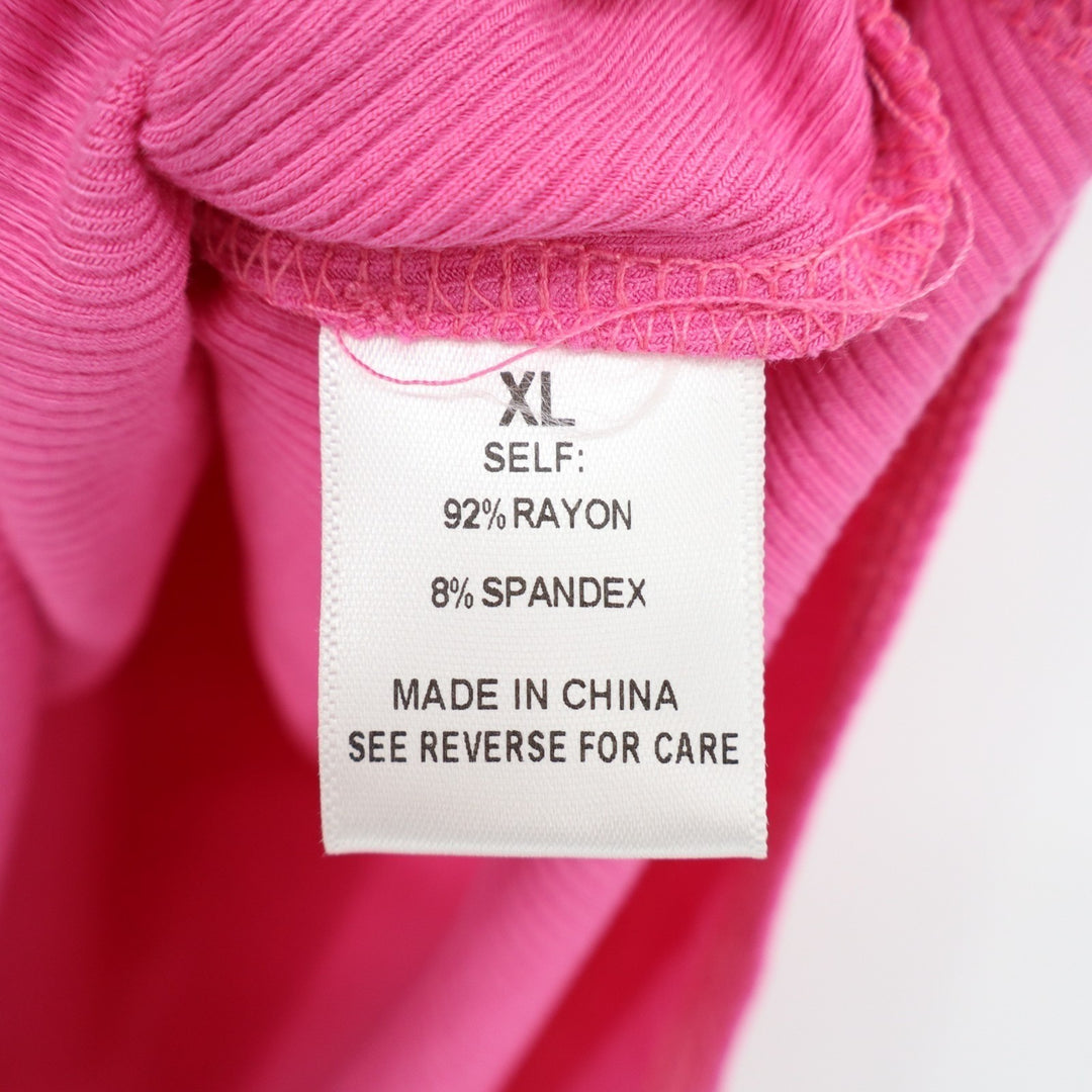 Heatherly Bodysuit One Piece Women XL Pink Stretch Rib Knit Crew Neck Sleeveless