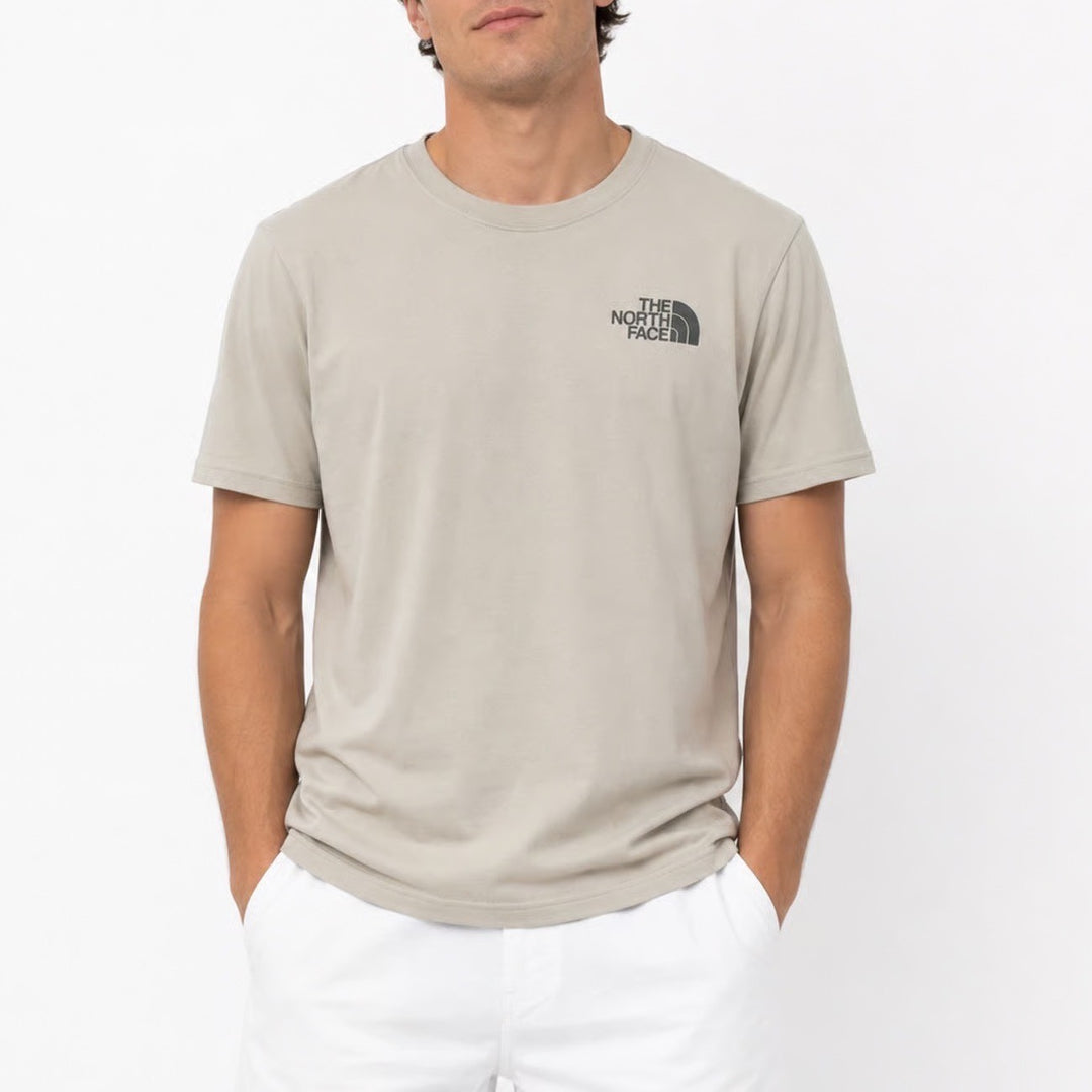 The North Face Mens Large Beige Never Stop Exploring Graphic Box Logo T-Shirt