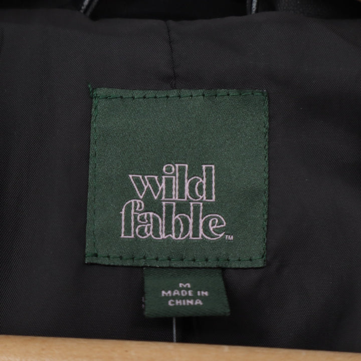 Wild Fable Biker Jacket Women M Black Asymmetrical Zip Belted Waist Laple Collar