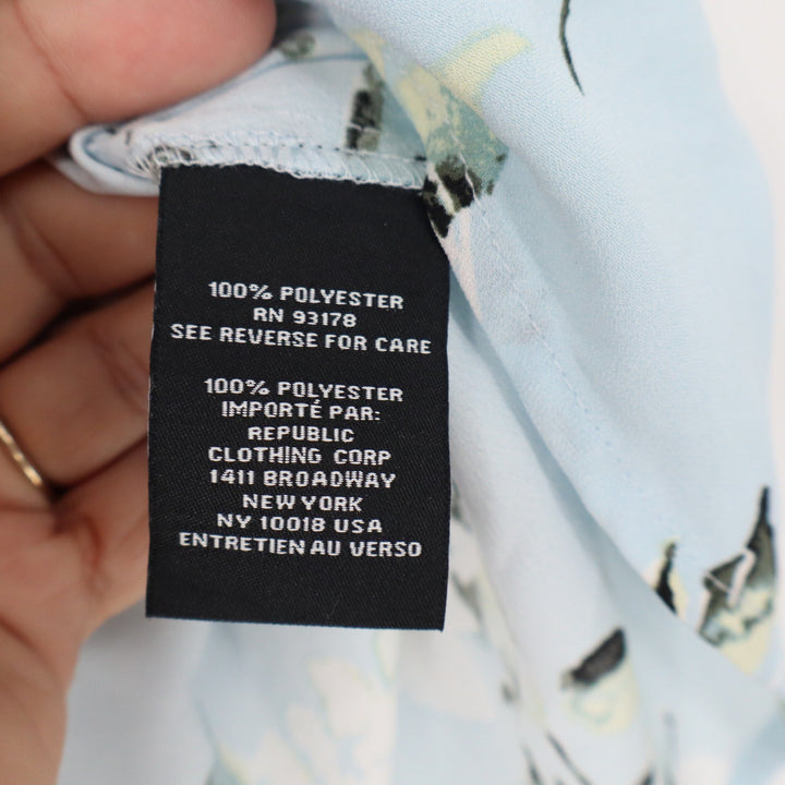 Premise Womens Light Blue Floral V-Neck Sleeveless High-Low Blouse Size M