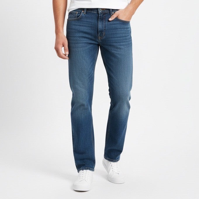 Lee Premium Select Regular Fit Men Jeans 34x32 Blue Cotton Blend