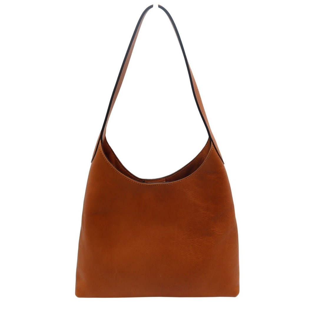 Womens Handbag Brown Leather Inner Pocket Single Strap Shoulder Bag