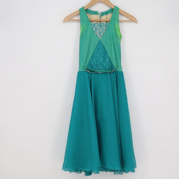 Revolution Dancewear Turquoise Green Lyrical Dance Costume Dress Rhinestone