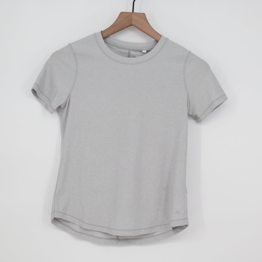 DSG Girls Movement Tee Light Heather Grey Short Sleeve Active Shirt Size M 10-12