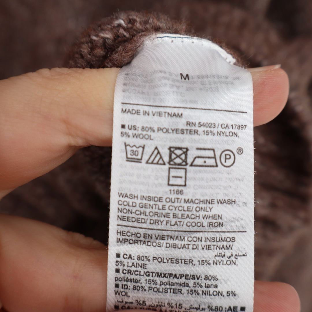 Old Navy Melange Cozy Sweater Womens M Brown Knit Shaker-Stitch Raglan Sleeve