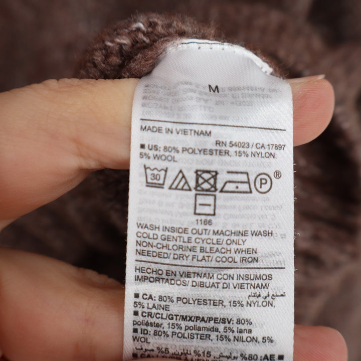 Old Navy Melange Cozy Sweater Womens M Brown Knit Shaker-Stitch Raglan Sleeve