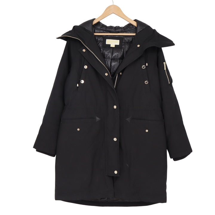 Michael Michael Kors Black Down Filled Hooded Parka Jacket Gold Hardware L