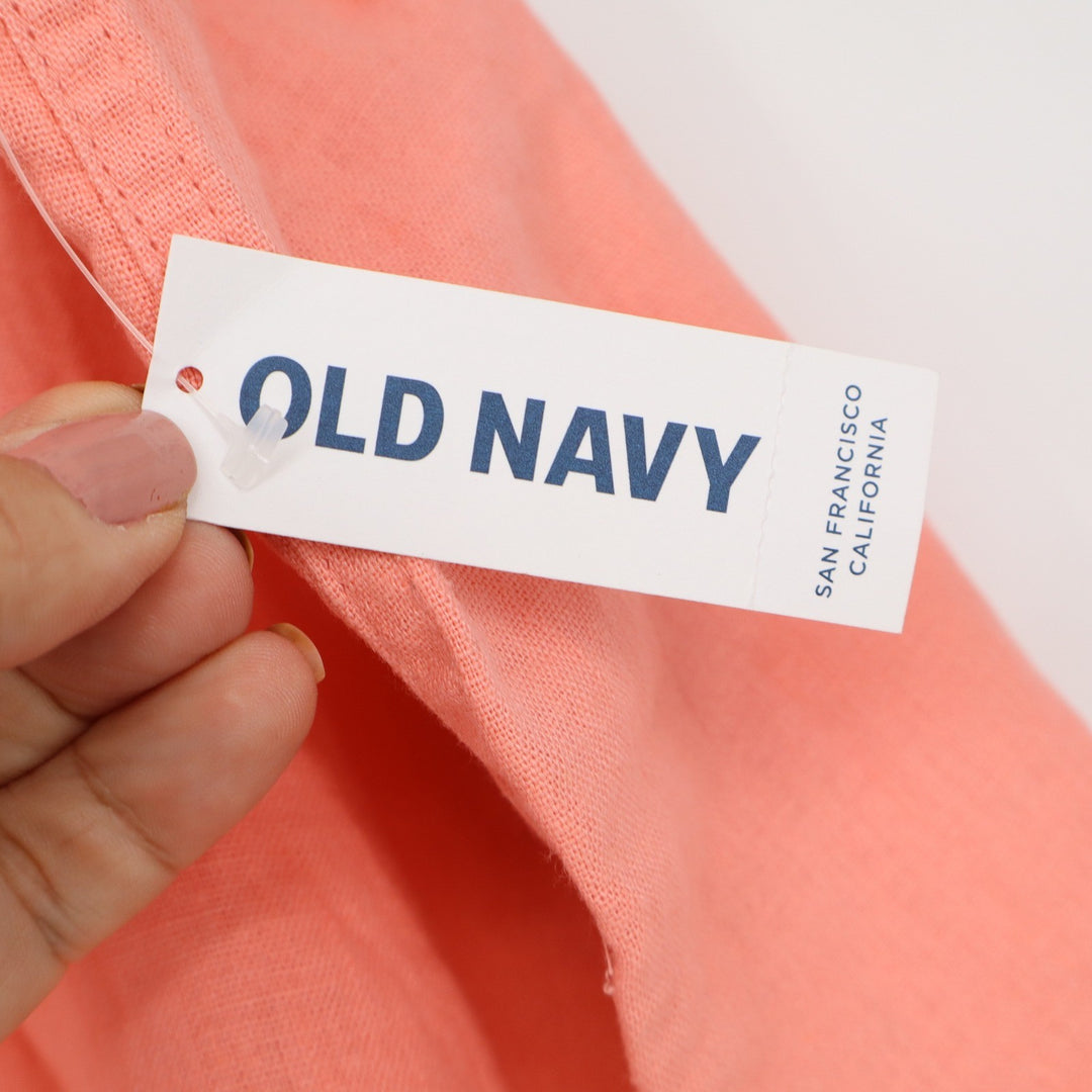 Old Navy Womens XL Coral Pink Linen Blend Mid-Rise Drawstring Shorts NWT