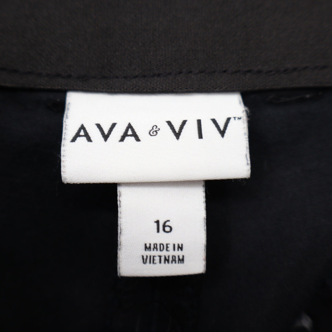 Ava & Viv Black Ankle Pants Womens 16 Cotton Lyocell Stretch Workwear Trousers
