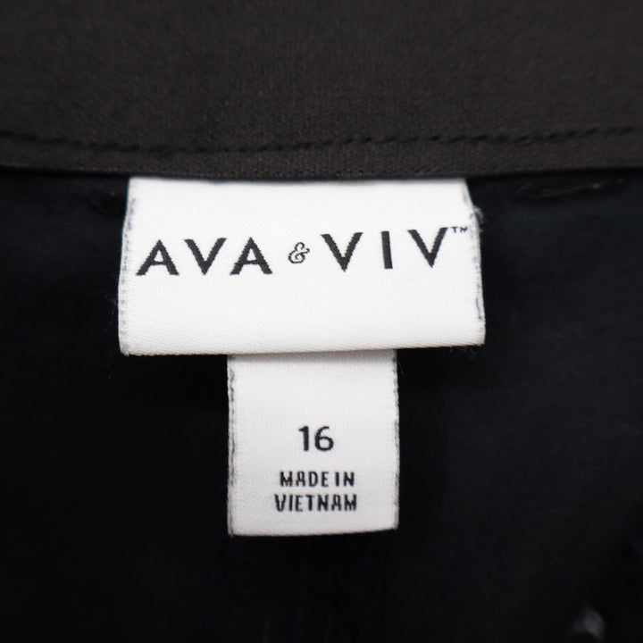 Ava & Viv Black Ankle Pants Womens 16 Cotton Lyocell Stretch Workwear Trousers