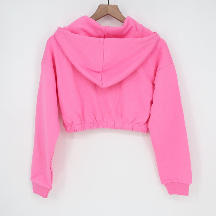 Naked Wardrobe Womens Pink Cropped Hoodie Sweatshirt Size S Hot Pink