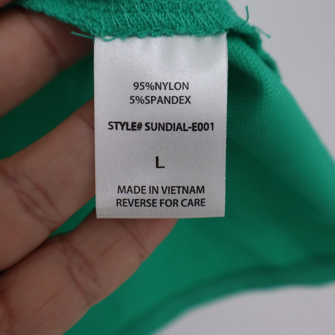 Dear Scarlett Sundial Green Sleeveless Quarter Zip Polo Top Large NWT