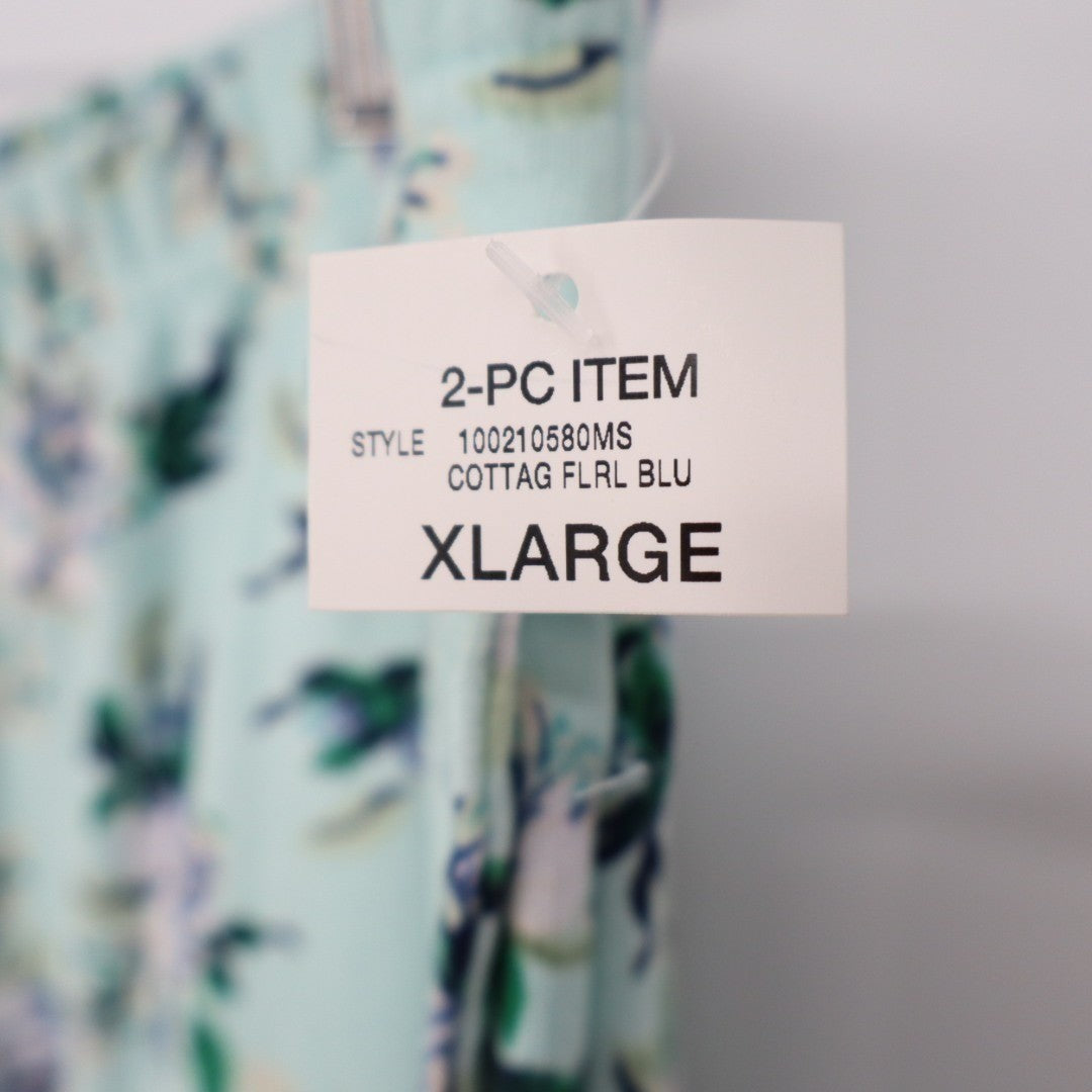Charter Club Intimates 2-PC Pajamas Set Womens XL Blue Floral Stretch Straight