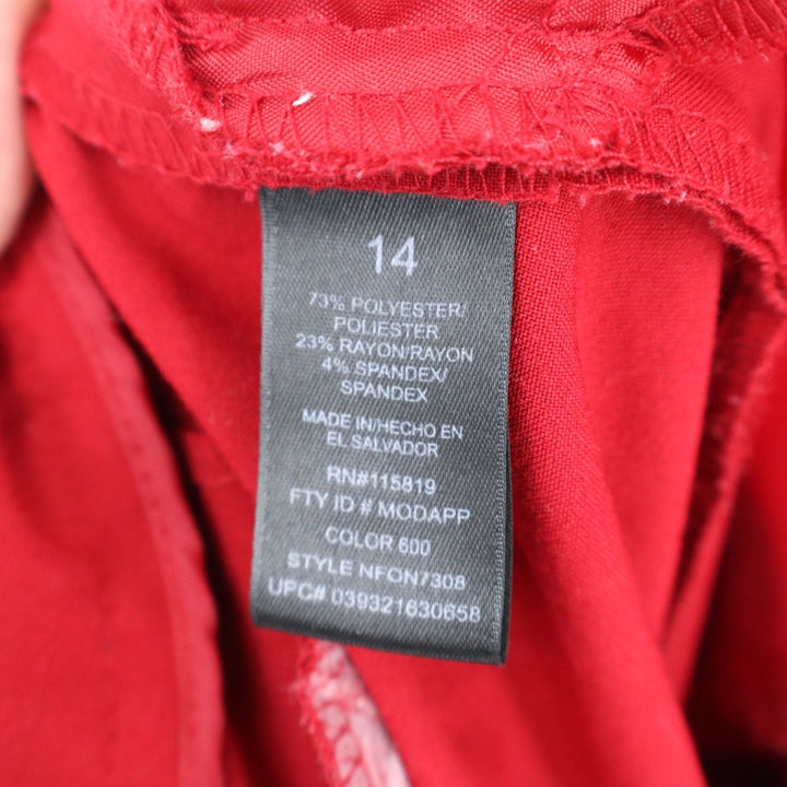 Nicole Miller New York Red Straight Leg Dress Pants Womens 14 Workwear