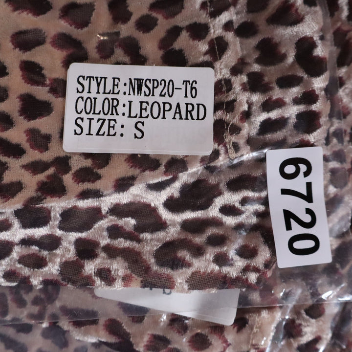 Naked Wardrobe Leopard Print Long Sleeve Crop Top Sweetheart Twist  S