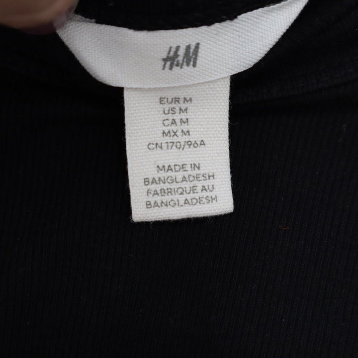 H&M Black Ribbed Long Sleeve Crewneck Top Modal Cotton Blend Size M