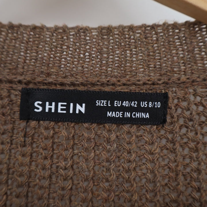 Shein Crop Sweater Womens Large Brown Knit Drop Shoulder Round Neck Pullover