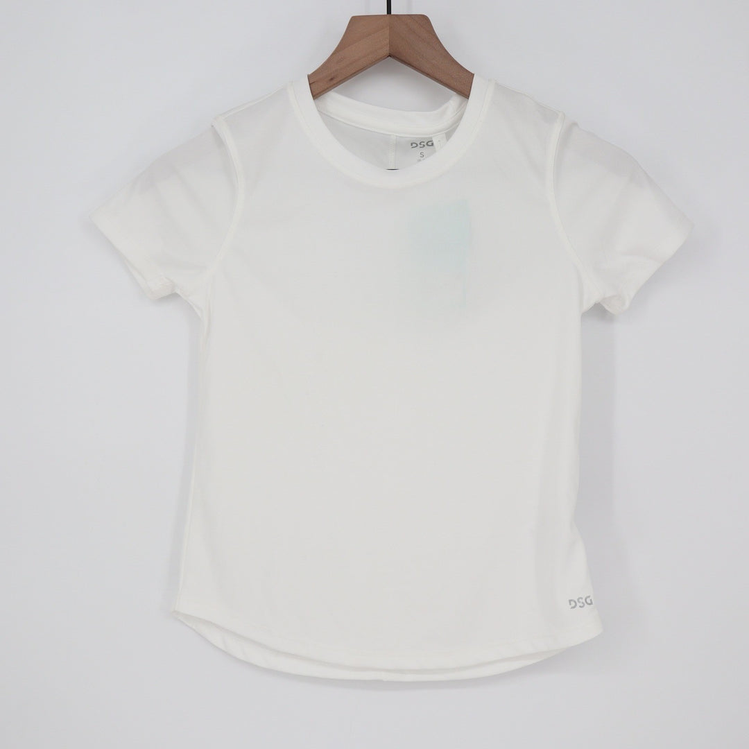 DSG Girls Movement Tee Pure White Short Sleeve Athletic Shirt S 8-9