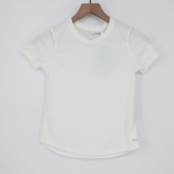 DSG Girls Movement Tee Pure White Short Sleeve Athletic Shirt S 8-9