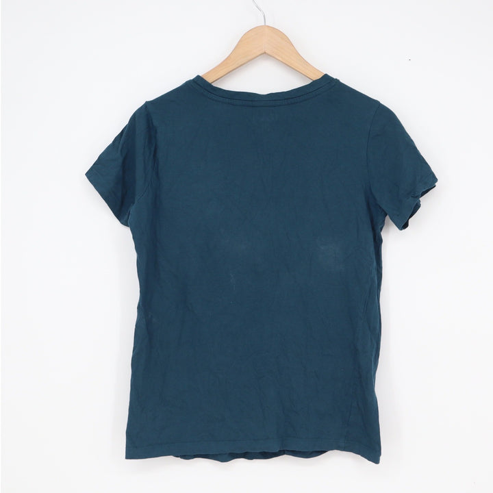 Honey Womens Teal Blue Floral Grateful Growing Glowing Graphic Tee Size M Cotton
