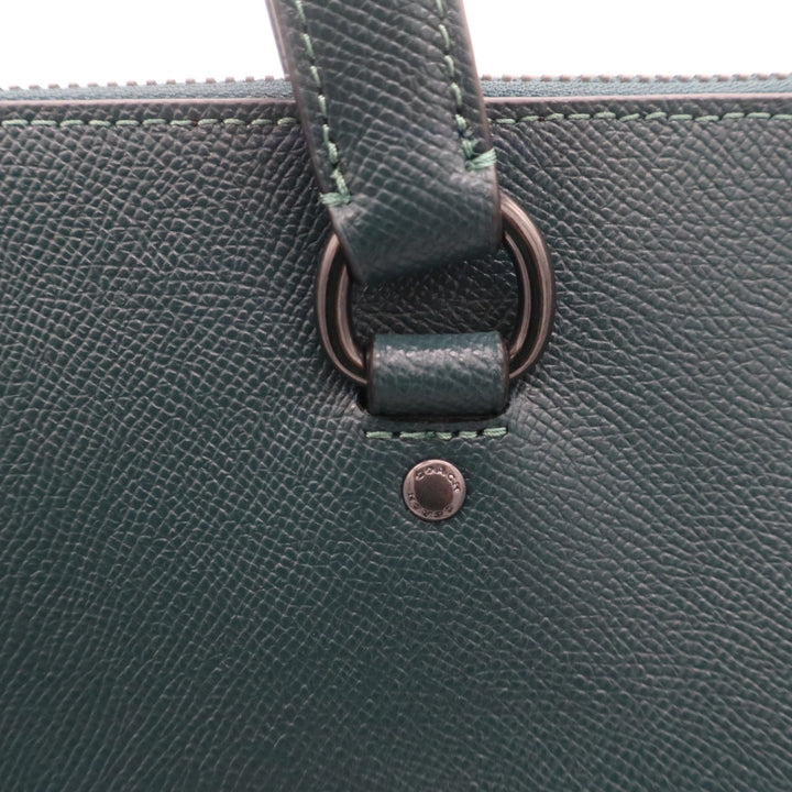 Coach Gallery Tote Forest Green Crossgrain Leather Shoulder Bag Gunmetal