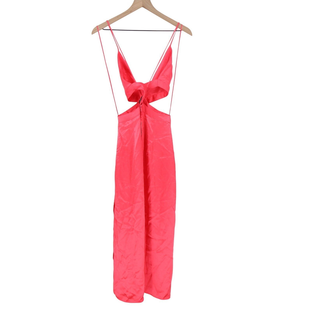 Zara Midi Dress Womens Small Pink Cut Out V-Neck Strappy Backless Cocktail Party