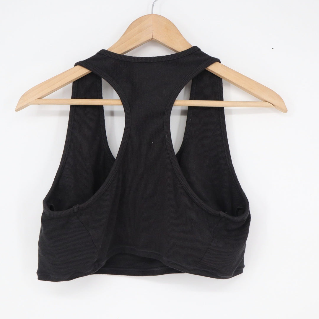 Adanola Black Ribbed Racerback Crop Tank Top XXL Scoop Neck Activewear