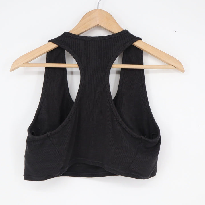 Adanola Black Ribbed Racerback Crop Tank Top XXL Scoop Neck Activewear