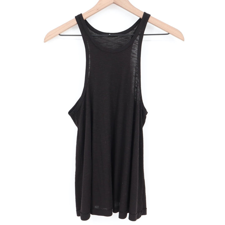 Crop Tank Top Womens Black Knitted Round Neck Pullover Running Yoga Activewear