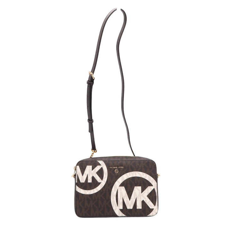 Michael Kors Jet Set Large East West Crossbody Bag Brown Monogram Logo Print