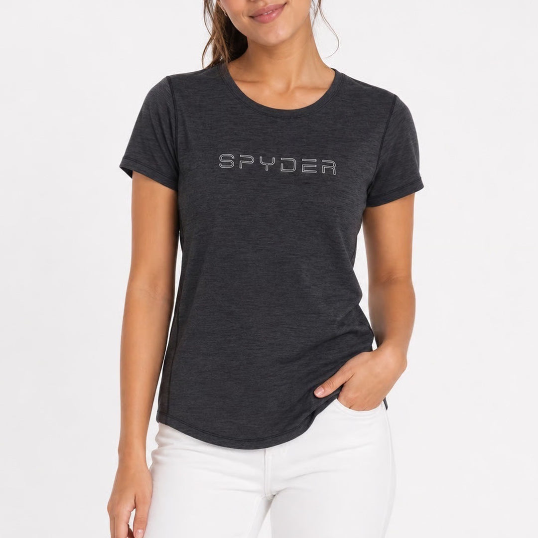 Spyder Active Mens Medium Charcoal Gray Space Dye Logo Performance T-Shirt M