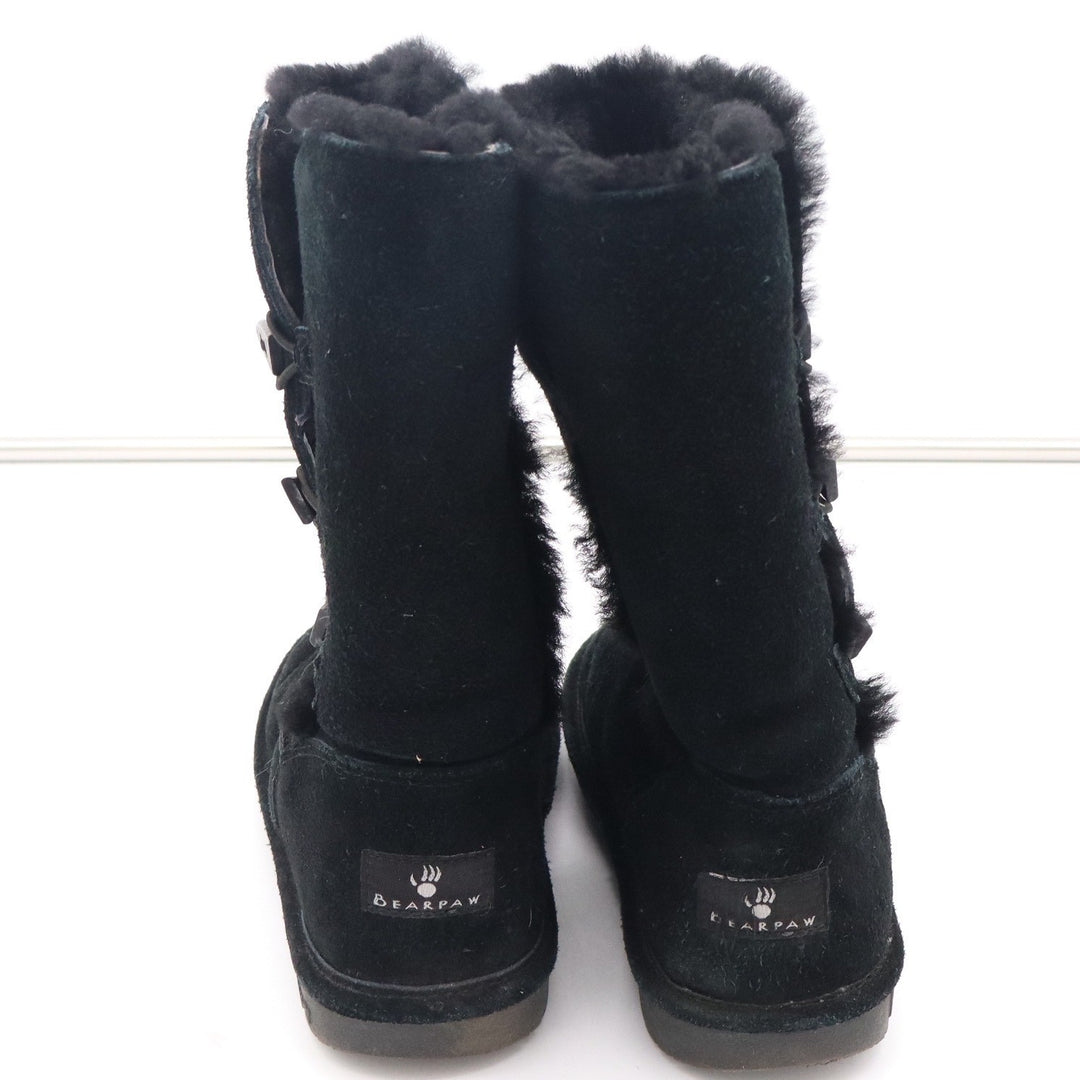 Bearpaw Sarah Black Suede Mid-Calf Winter Boots Triple Toggle Women's 7