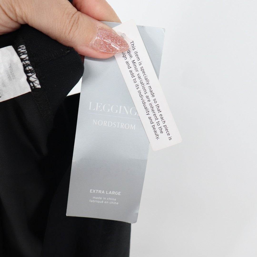 Nordstrom Velvet Leggings Black White Stripe Athletic Athleisure XL