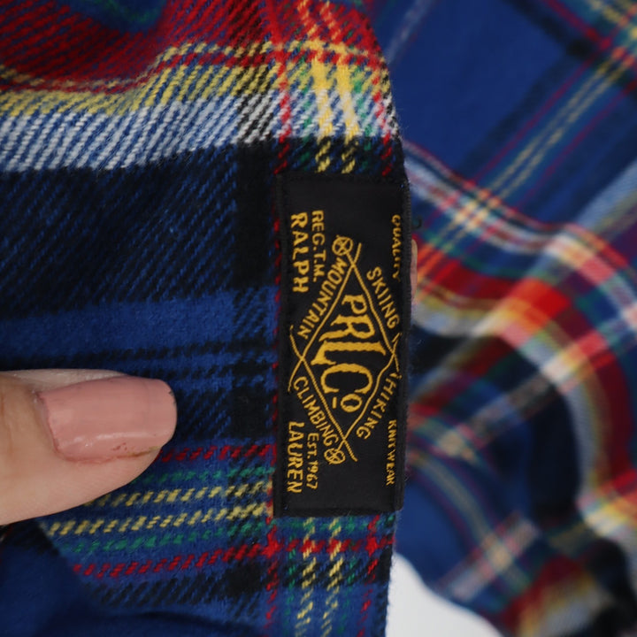 Polo Ralph Lauren Mens XXL Blue Plaid Flannel Button Down Mountain Skiing Shirt