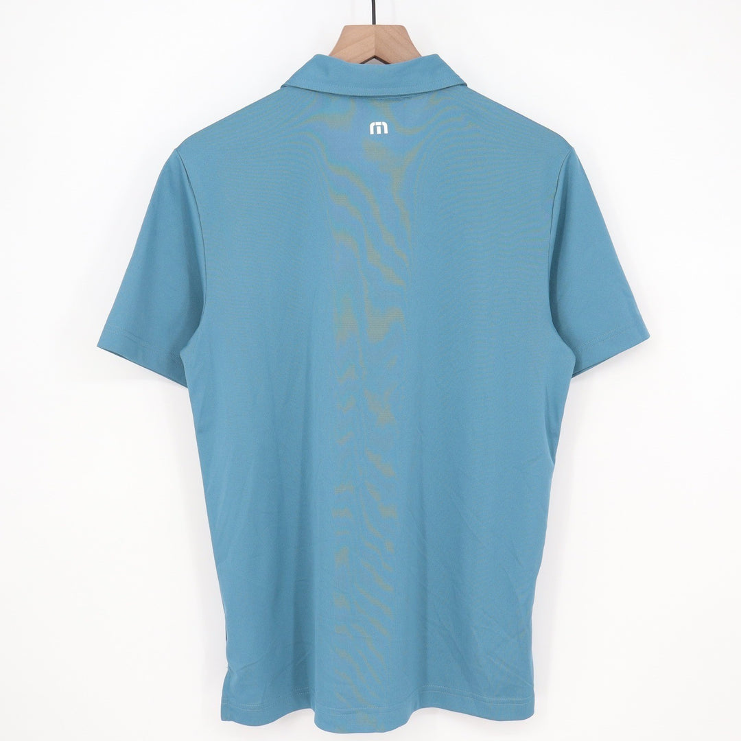 TravisMathew Mens Good Good Patriot Polo Shirt Blue Flag Graphic L NEW