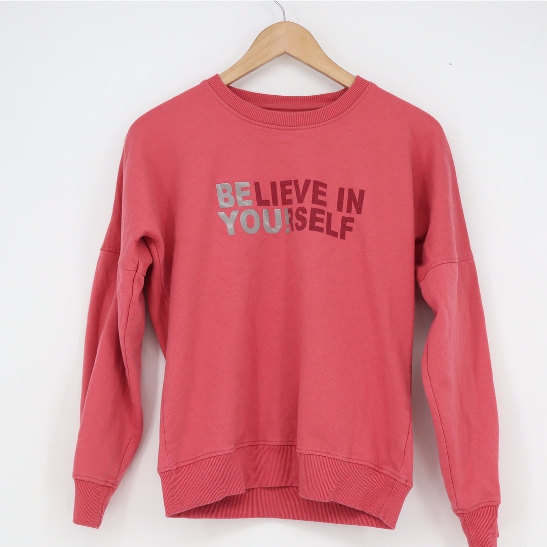 Mentor Clothing Co Believe In Yourself Graphic Sweatshirt Coral Pink Size M