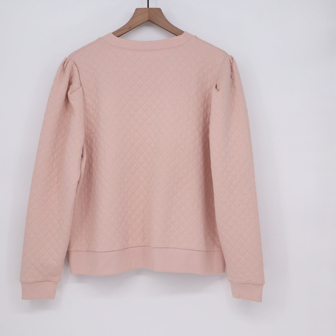 Walter Hagen Rose Pink Quilted Clubhouse Pullover Crew Sweatshirt Womens XL