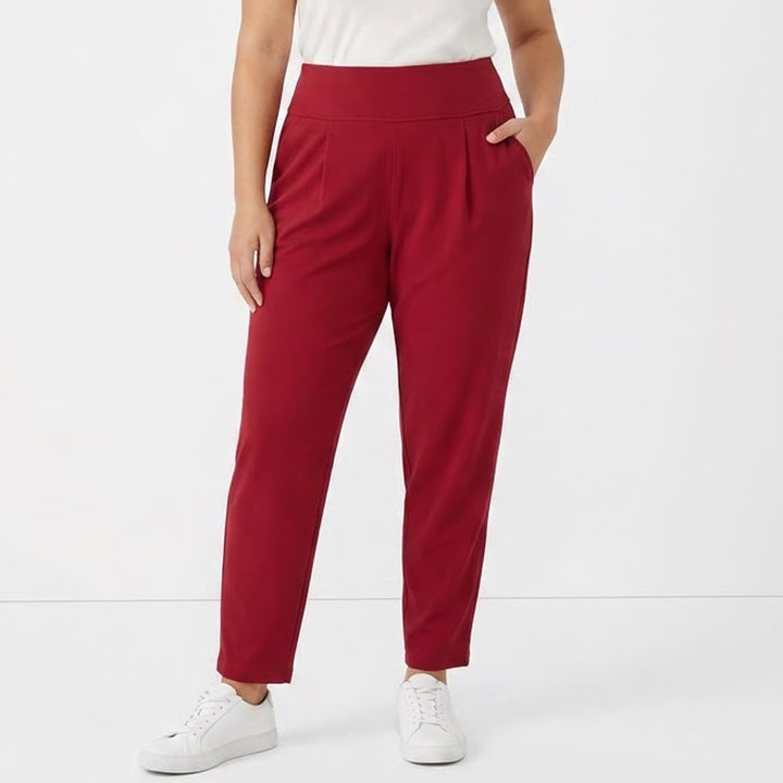 Athleta Elation Pants Womens SP Red Stretch Pleated Slash Pockets High Waisted