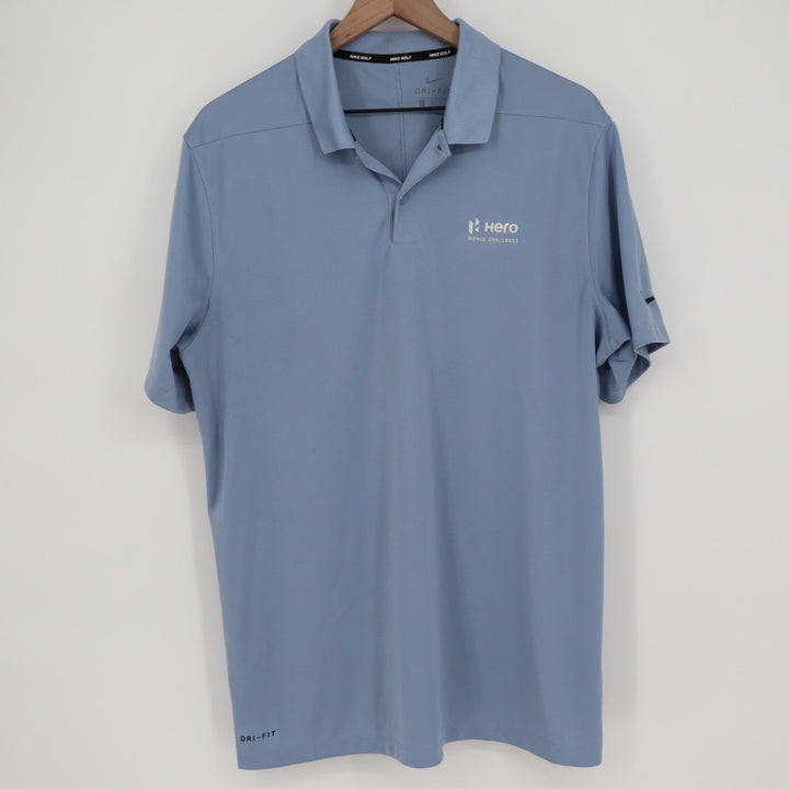 Nike Golf Dri Fit Polo Shirt Mens Large Hero World Challenge Blue Short Sleeve